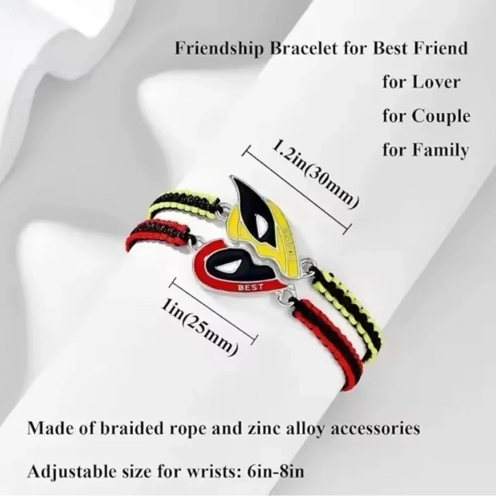 Marvel Deadpool & Wolverine BFF Woven Adjustable Bestie Friendship Bracelet
